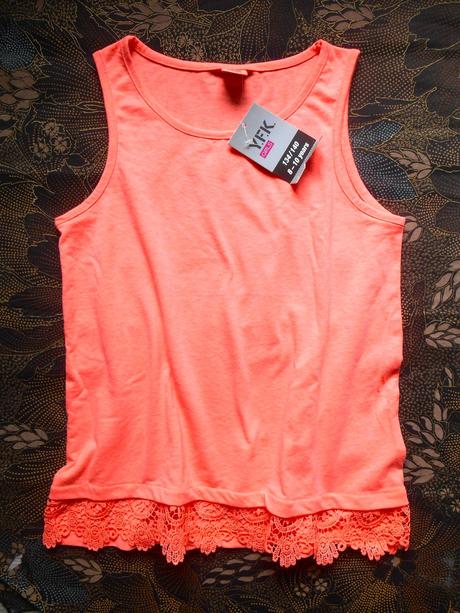 Neónové tielko s krajkou na 8-10 rokov, 134