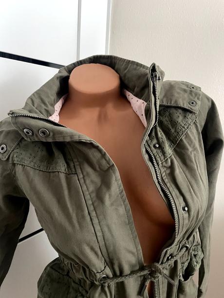Khaki bunda, xs, poškodený zips, xs