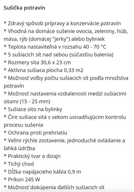 Sušička potravín eta freya, eta