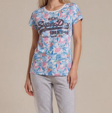 Dámske tričko s tropickým vzorom, superdry,l