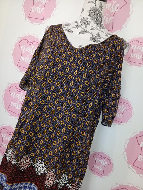 Vzorované šaty m/l, papaya,l
