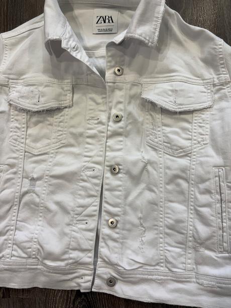 Zara biela štylova riflova bunda xl, zara,xl