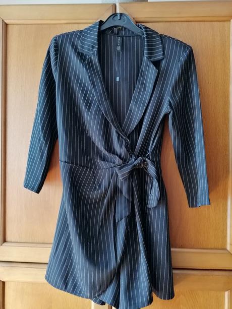 Čierny pružkovaný kraťasový overal amisu, amisu,34