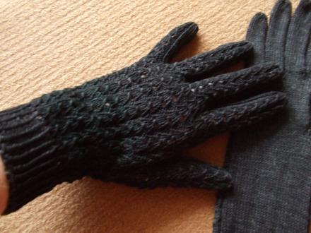 Štrikované - háčkované rukavičky, s