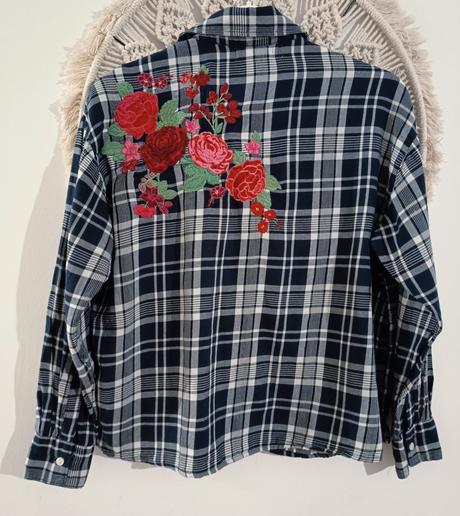 Karovaná košeľa s kvetmi, h&m,s