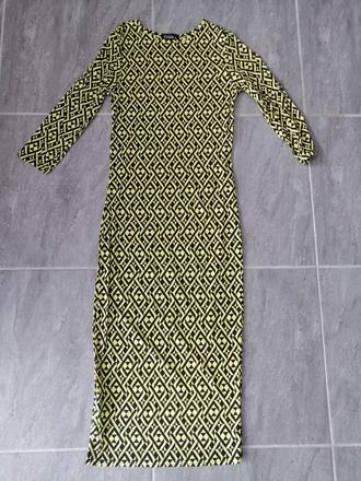 Žlté vzorované šaty clubl, v36-38, 36