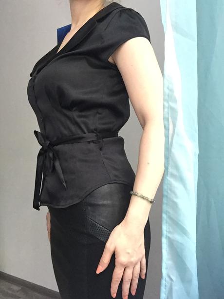 Pietro filipi čierna saténová blúzka s opaskom s, pietro filipi,s