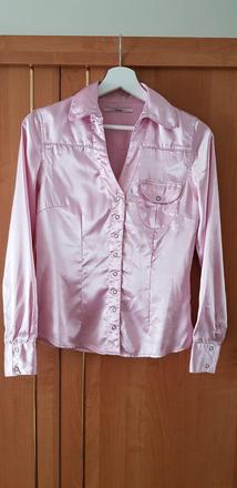 Saténová blúzka ružová, s