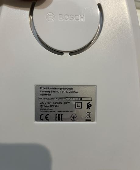 Mlynček na mäso bosch mfw2500w biely, bosch