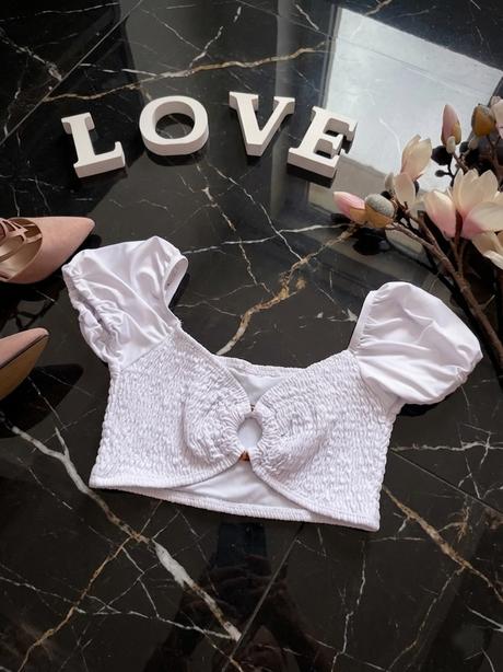 Biely crop top, xs