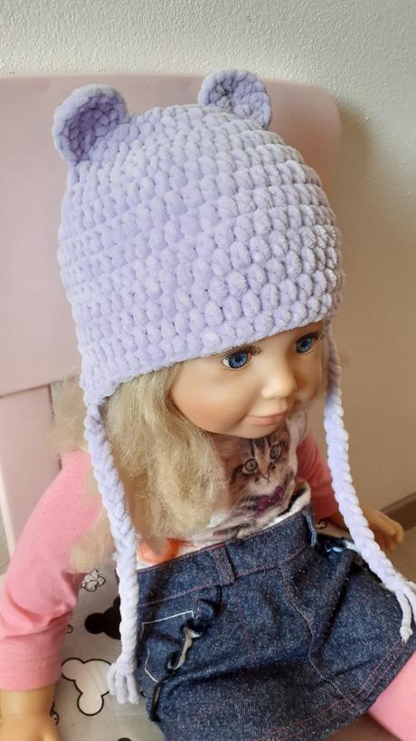 Háčkovaná čiapka s uškami, 48 - 92