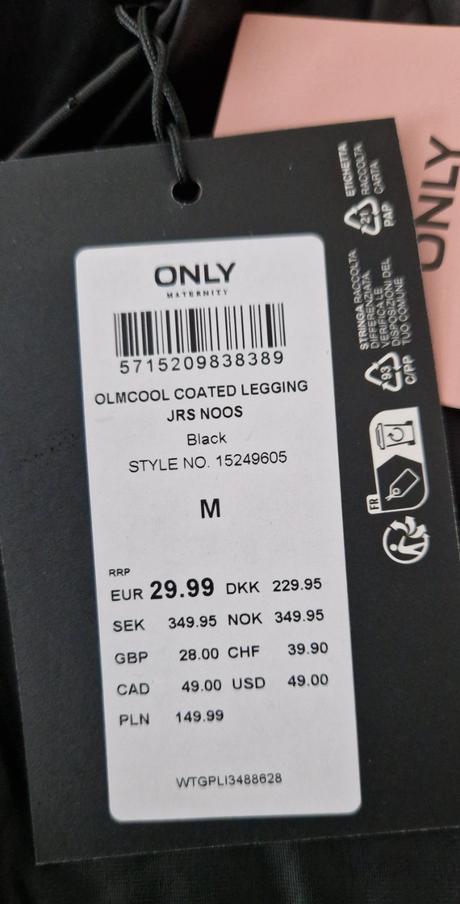 Tehotenské kožené nohavice, only,m