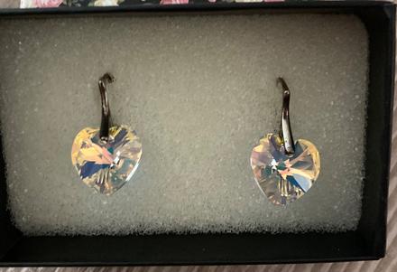 Náušnice srdiečka swarovski striebro, swarovski