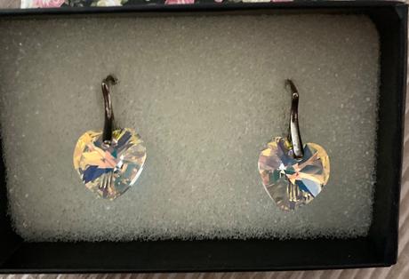 Náušnice srdiečka swarovski striebro, swarovski