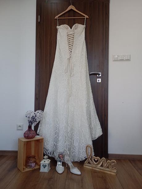 Čipkované svadobné šaty, 42 / l / m