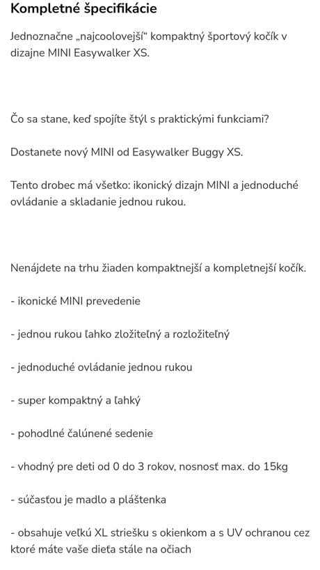 Easywalker kočík športový buggy xs, easywalker,easywalker buggy xs