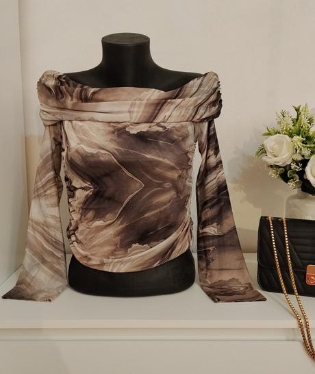 Mramorový off shoulder top bisou s project, 38 / 40 / l / m