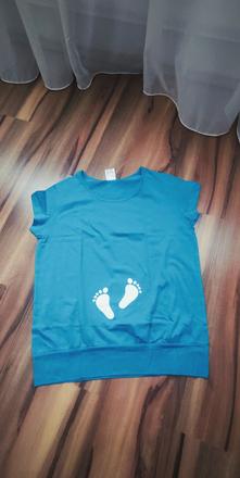 Tehotenské tričko tyrkysovo modré, l