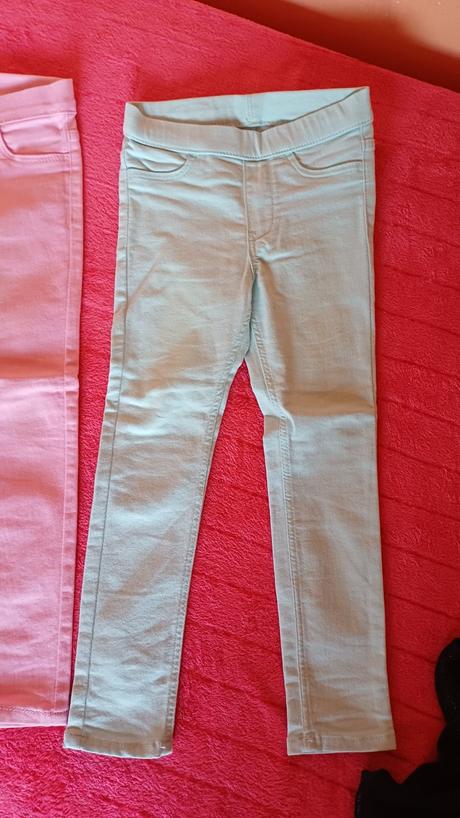 Džegínsy 1ks za 2eur-sivé,mätové,ružové, h&m,104