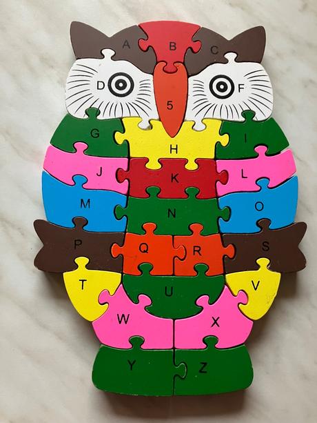 Drevená skladačka sova,