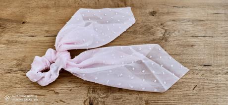 Gumička na vlasy - šifónová - 32 cm - ružová, 