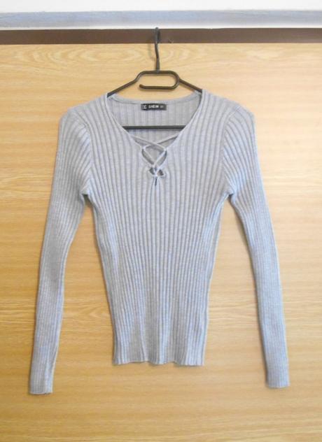 Vrúbkovaný elastický pulóver veľ.l, l