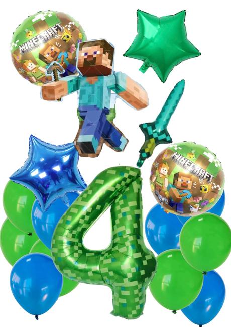 Balóny minecraft- steve 85cm aj meč- až 15/16/17ks,