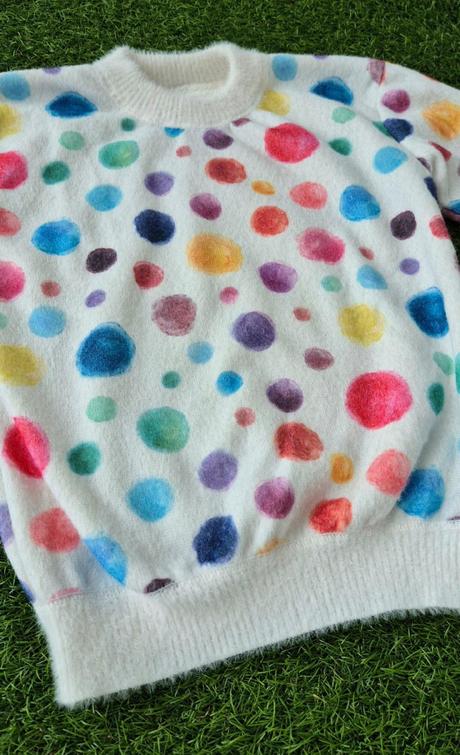 Bodkovany stylovy pulover 140/146, 140