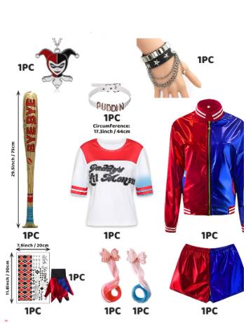 Harley quinn - detský kostým, veľkosť 155,10 kusov, 