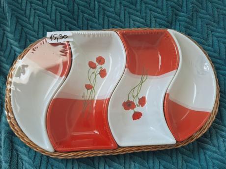 Servírovacie misky v košíku red poppy, 4 diely,
