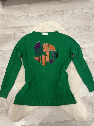 Zelený sveter s flitrami, m