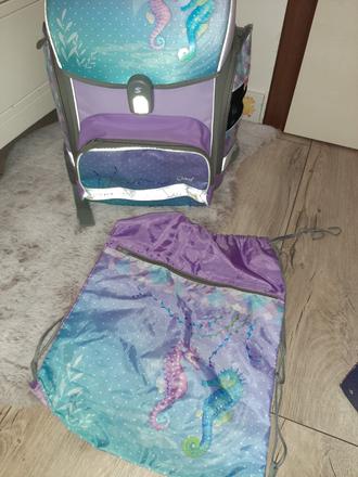 Školská anatomická taška stil coral set+kufrík, 