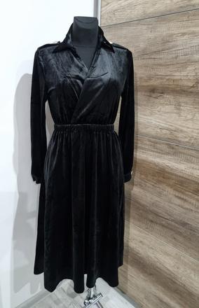 Čierne zamatové midi šaty, timeout,s