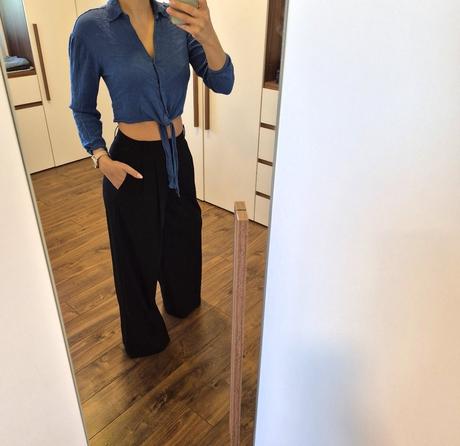 Crop top dlhý rukáv mavi, m