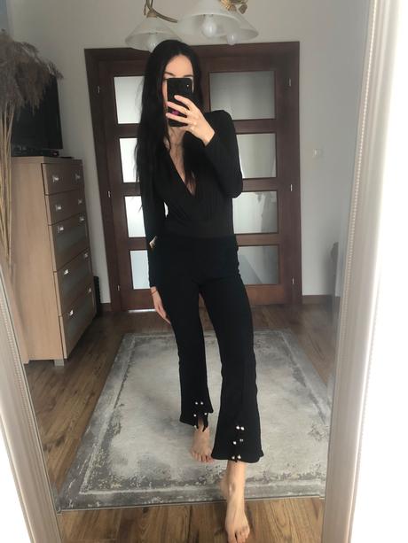 Čierne zvoncove teplaky / nohavice, s