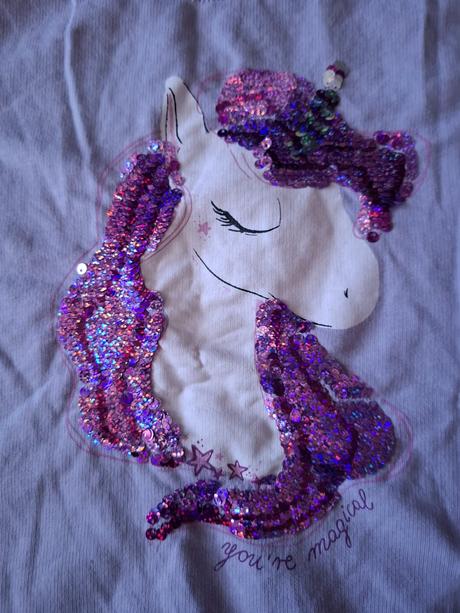 Tenká mikina s flitrami jednorožec, sinsay,128