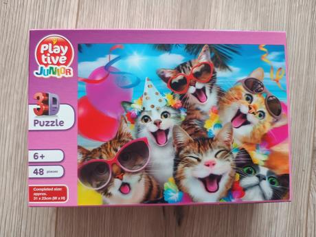 Puzzle 3d mačky,