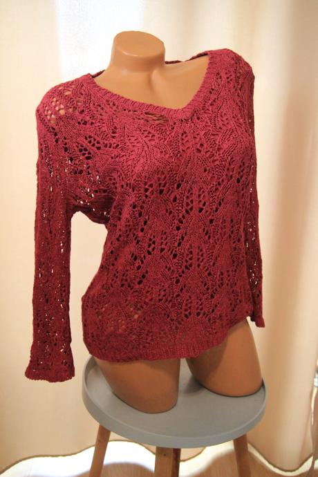 Ružový pletený sveter, l/xl, l