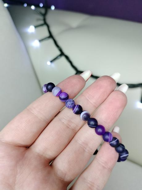 Handmade náramok z achát fialový matný, 