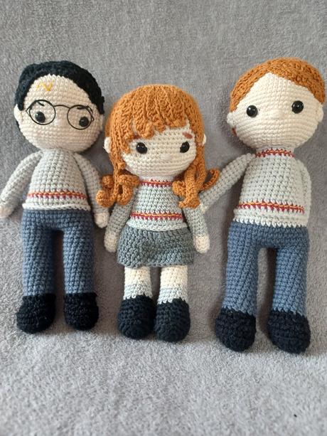 Háčkovaný harry potter, hermiona, ron, 