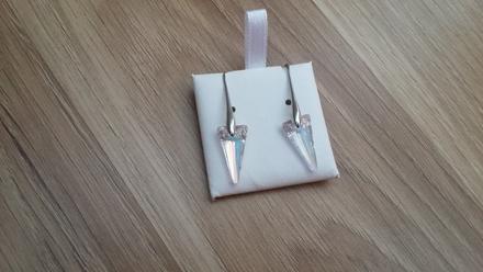 Náušnice swarovski strieborné trojuholniky,