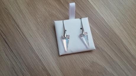 Náušnice swarovski strieborné trojuholniky, 