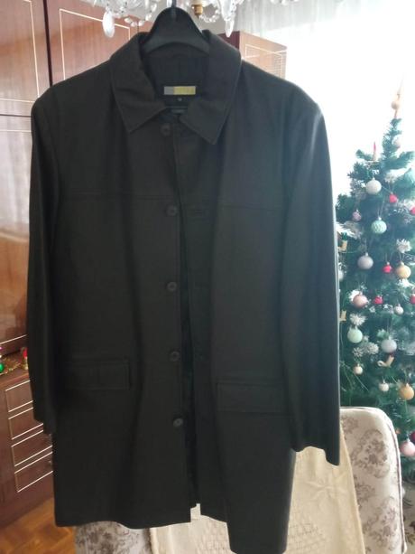 Pánsky kožený kabát-nový, nenosený, 52