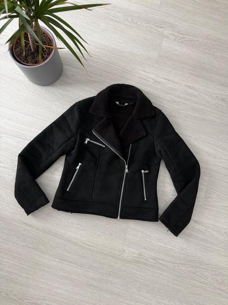 Čierna prechodná semišová bunda, s