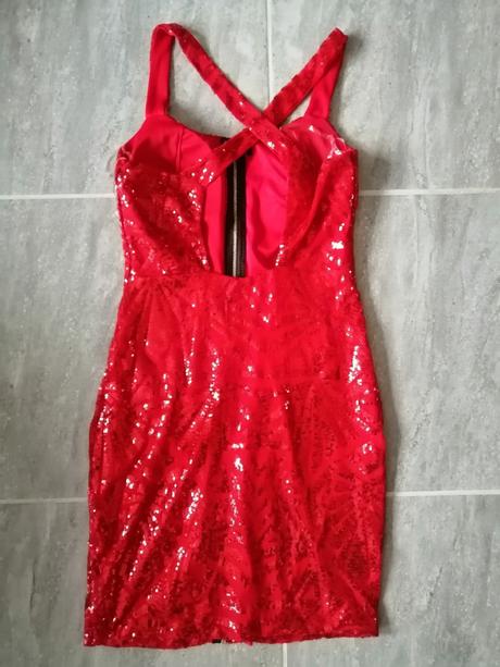 Červené flitrové šaty vs made in italy, s