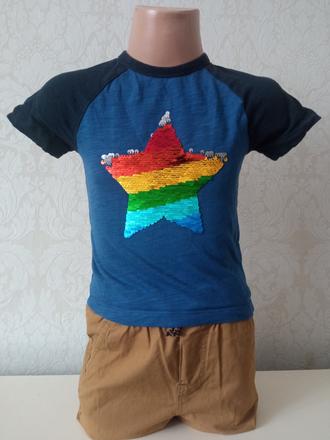 Chlapčenské tričko s otočnými flitrami (9-12mes.), next,80