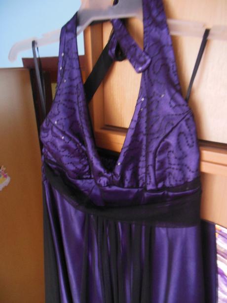 Fialové príležitostné šaty s bolerkom, l