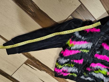 Chlpatý komplet - mikina, sukňa, baretka a kožuch, 116