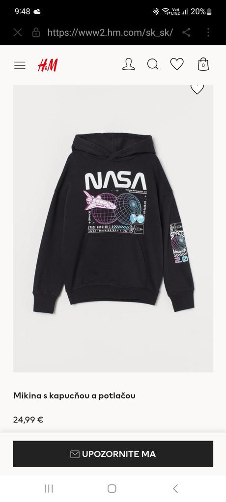 Mikina nasa, h&m,152