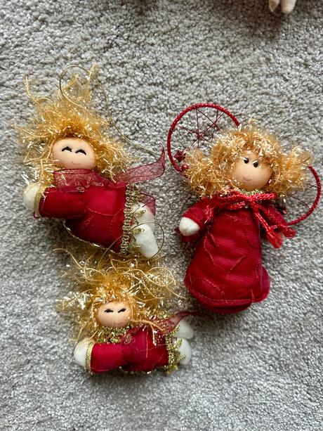 Vianočné ozdoby látkové bábiky, 